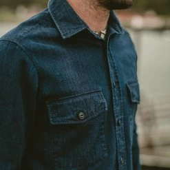 The Maritime Shirt Jacket In Sea Washed Indigo -Fashion Clothes 34
