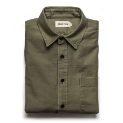 The Mechanic Shirt In Olive Reverse Sateen