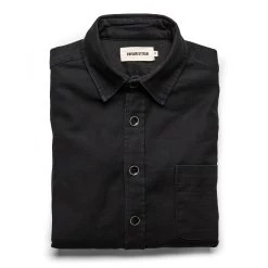 The Mechanic Shirt In Black Reverse Sateen
