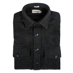 None The Maritime Shirt Jacket In Charcoal Donegal Wool