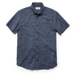 The Short Sleeve Jack In Navy Slub Glen Plaid
