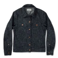 None The Pacific Jacket In Indigo Silk Denim