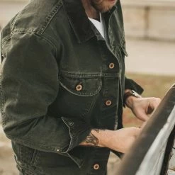 None The Long Haul Jacket In Washed Olive Duck -Fashion Clothes LONG HAUL TRUCKER OLIVE 7