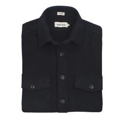 None The Maritime Shirt Jacket In Navy Melton Wool