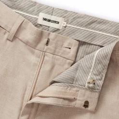 The Sheffield Trouser In Natural Linen -Fashion Clothes The Sheffield Trouser NaturalLinen Detail1
