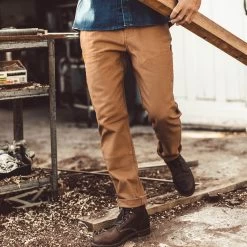 None The Chore Pant In Washed Camel -Fashion Clothes camel chore pant lifestlye 39