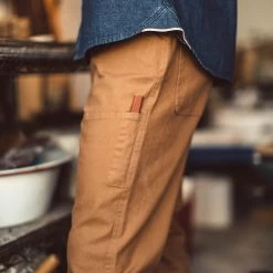 None The Chore Pant In Washed Camel -Fashion Clothes camel chore pant lifestlye 7