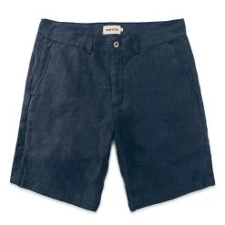 The Maritime Short In Navy Linen Herringbone