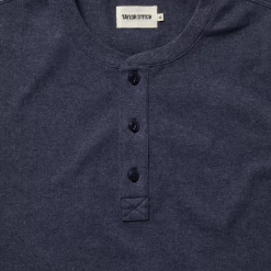 The Short Sleeve Heavy Bag Henley In Dark Navy -Fashion Clothes instock m q122 heavybag henley darknavy 005