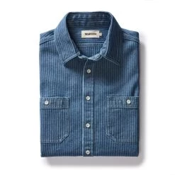 The Utility Shirt In Washed Indigo Herringbone
