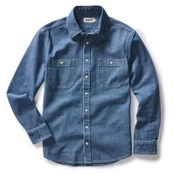The Utility Shirt In Washed Indigo Herringbone -Fashion Clothes instock m q124 UtilityShirtinBleachedIndigoHerringbone 002