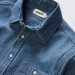 The Utility Shirt In Washed Indigo Herringbone -Fashion Clothes instock m q124 UtilityShirtinBleachedIndigoHerringbone 004