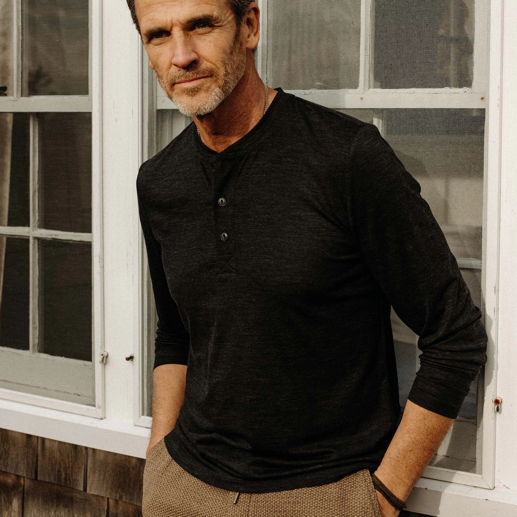 The Merino Henley In Heather Black 5 The Merino Henley In Heather Black - Image 3