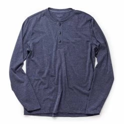 The Merino Henley In Heather Navy
