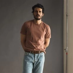 The Organic Cotton Tee In Faded Brick -Fashion Clothes instock m q124 oc tee faded brick 002