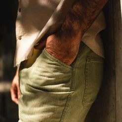 The Camp Pant In Olive Herringbone -Fashion Clothes instock m q221 camp olive herringbone 003