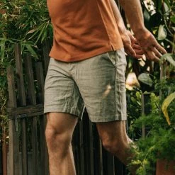 The Easy Short In Olive Herringbone -Fashion Clothes instock m q222 EasyShort Olive 004