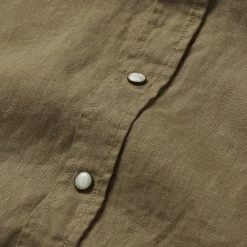 The Short Sleeve Western In Olive Linen -Fashion Clothes instock m q222 SSWestern Olive 006