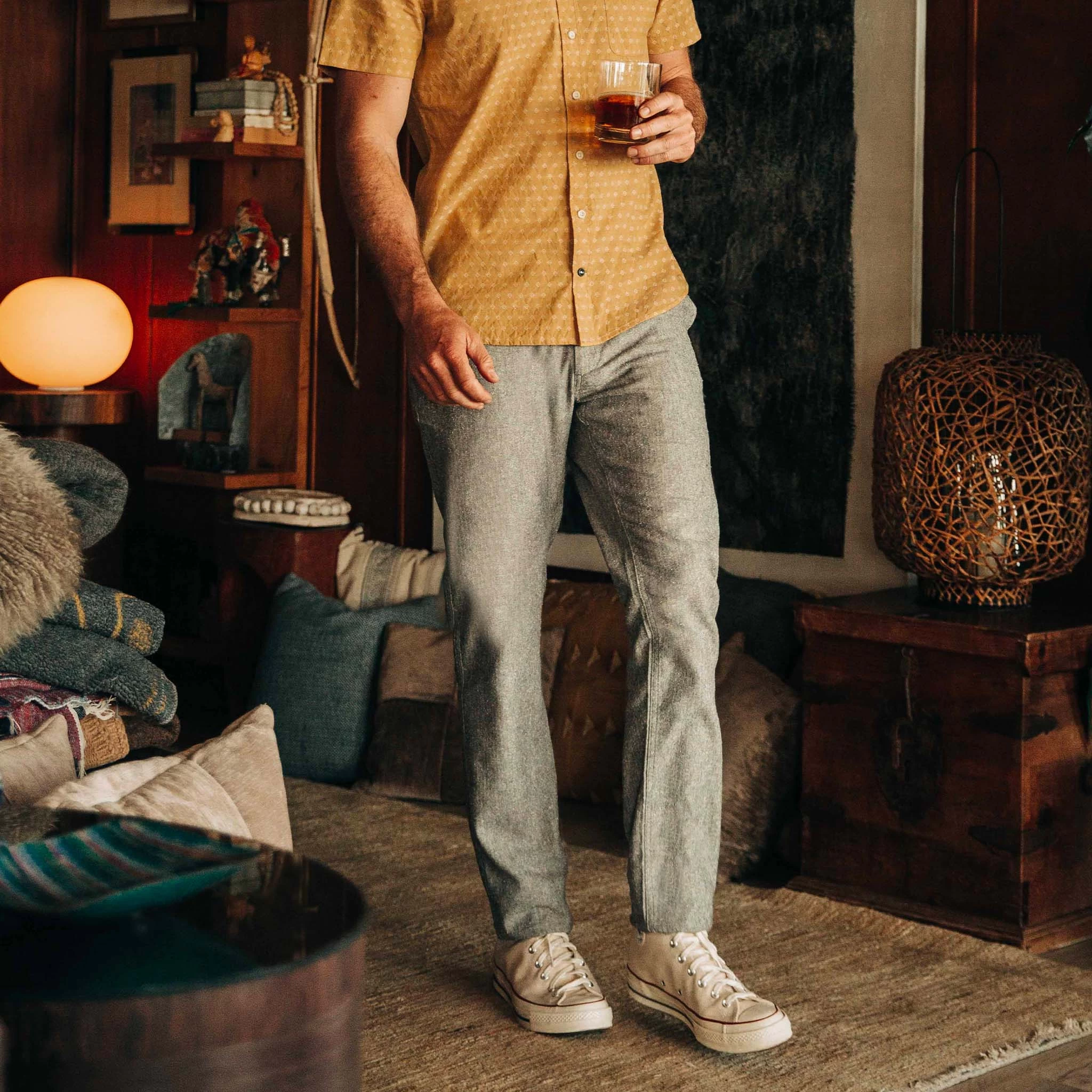 The Easy Pant In Olive Herringbone 4 The Easy Pant In Olive Herringbone - Image 2