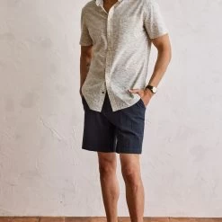 The Easy Short In Heather Navy Seersucker -Fashion Clothes instock m q223 Easy Short Heather Navy Seersucker 005