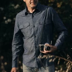 The Point Shirt In Indigo Slub -Fashion Clothes instock m q322 PointShirt IndigoSlub 004