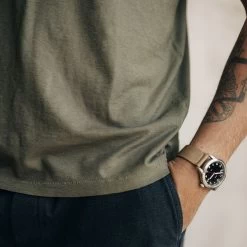 The Cotton Hemp Tee In Olive -Fashion Clothes instock m q323 Cotton Hemp Tee Olive 005