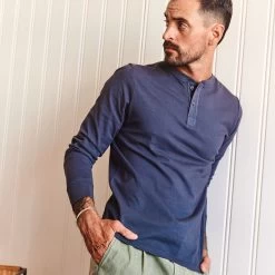 The Organic Cotton Henley In Navy -Fashion Clothes instock m q323 Organic Cotton Henley Navy 007