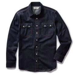 The Frontier Shirt In Rinsed Indigo Denim -Fashion Clothes instock m q323 The Frontier Shirt Rinsed Indigo Denim 002