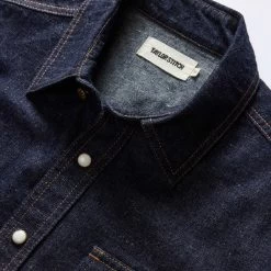 The Frontier Shirt In Rinsed Indigo Denim -Fashion Clothes instock m q323 The Frontier Shirt Rinsed Indigo Denim 003