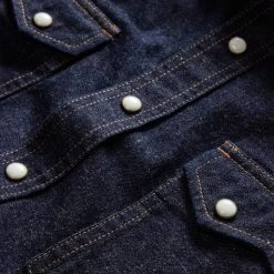 The Frontier Shirt In Rinsed Indigo Denim -Fashion Clothes instock m q323 The Frontier Shirt Rinsed Indigo Denim 004