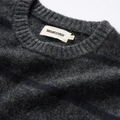 The Lodge Sweater In Charcoal Stripe -Fashion Clothes instock m q323 The Lodge Sweater Charcoal Stripe 002