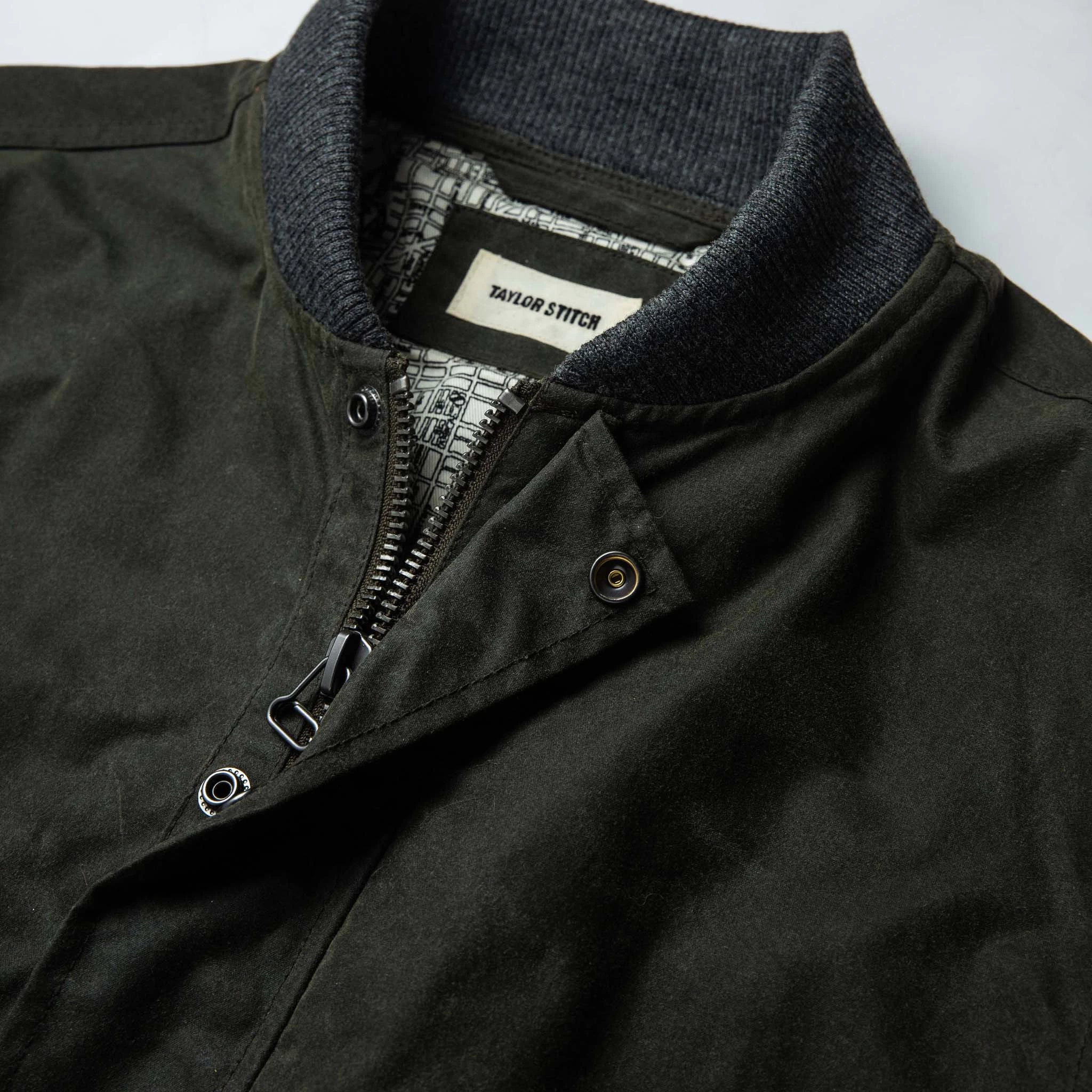 The Bomber Jacket In Waxed Olive 8 The Bomber Jacket In Waxed Olive - Image 6