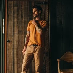 The Cotton Hemp Tee In Saffron -Fashion Clothes instock m q421 cotton hemp saffron 002