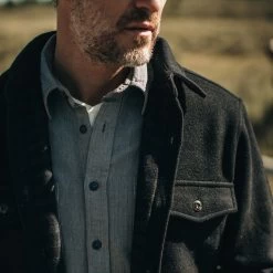 The Maritime Shirt Jacket In Navy Wool -Fashion Clothes instock m q421 maritime navywool 003