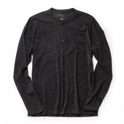 The Merino Henley In Heather Black