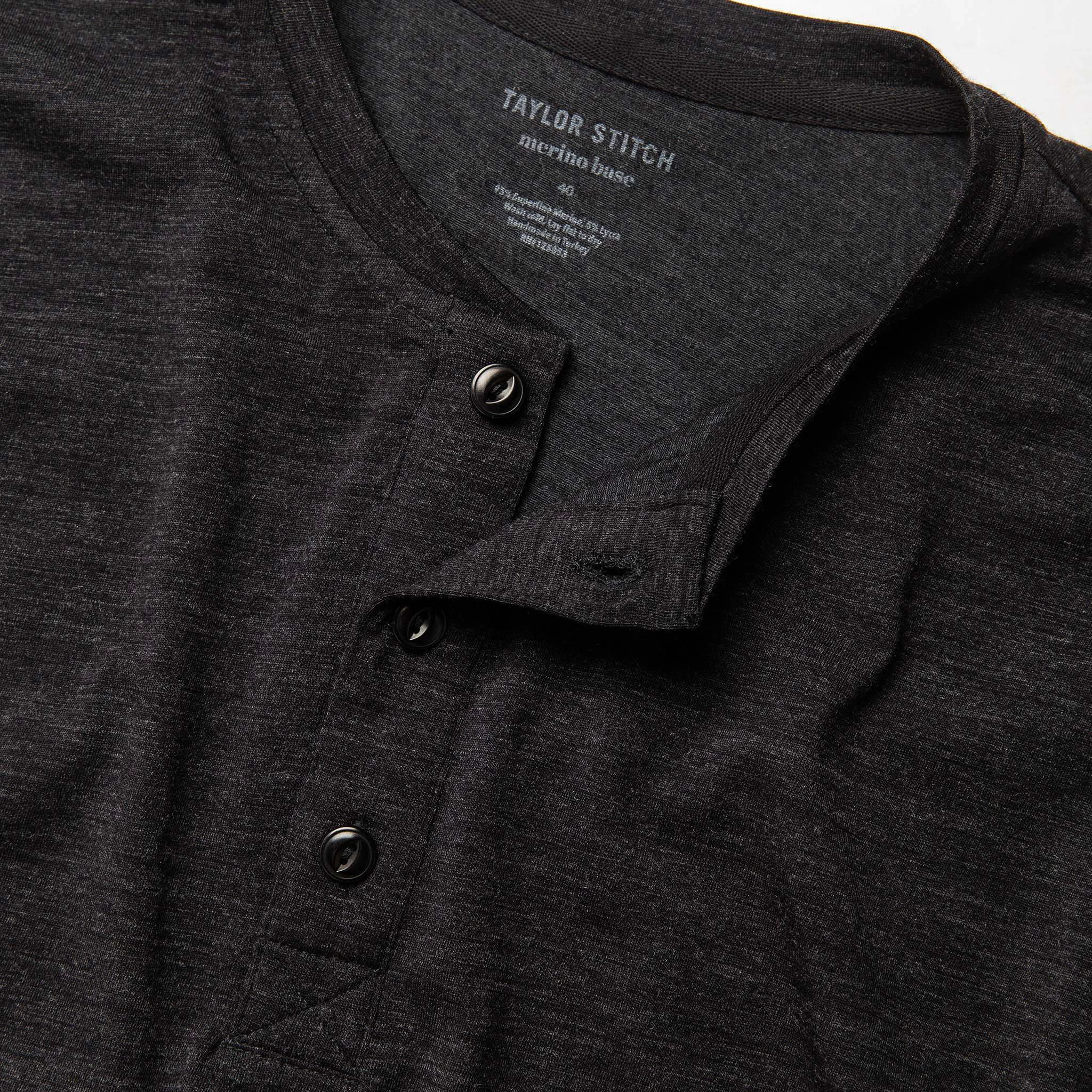 The Merino Henley In Heather Black 6 The Merino Henley In Heather Black - Image 4