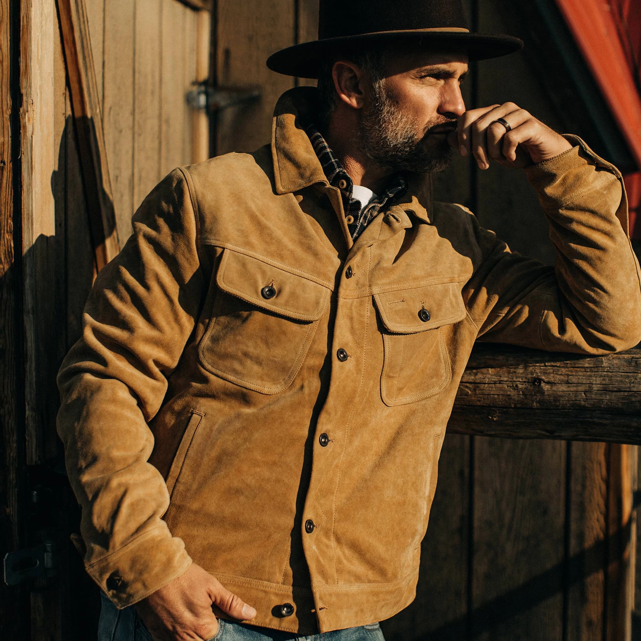 The Lined Long Haul Jacket In Sand Suede 4 The Lined Long Haul Jacket In Sand Suede - Image 2