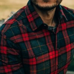 The Utility Shirt In Brushed Red Plaid -Fashion Clothes instock m q421 utility brushedredplaid 003