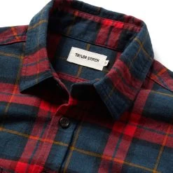 The Utility Shirt In Brushed Red Plaid -Fashion Clothes instock m q421 utility brushedredplaid 006