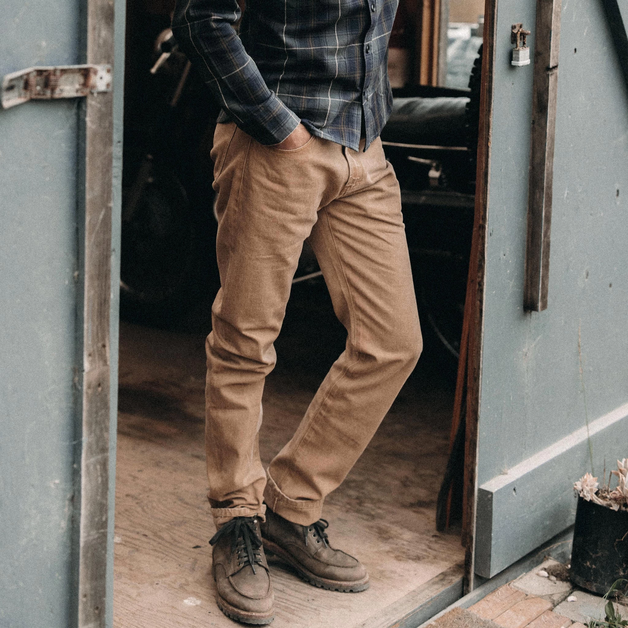 The Slim All Day Pant In Washed Tobacco Selvage 4 The Slim All Day Pant In Washed Tobacco Selvage - Image 2