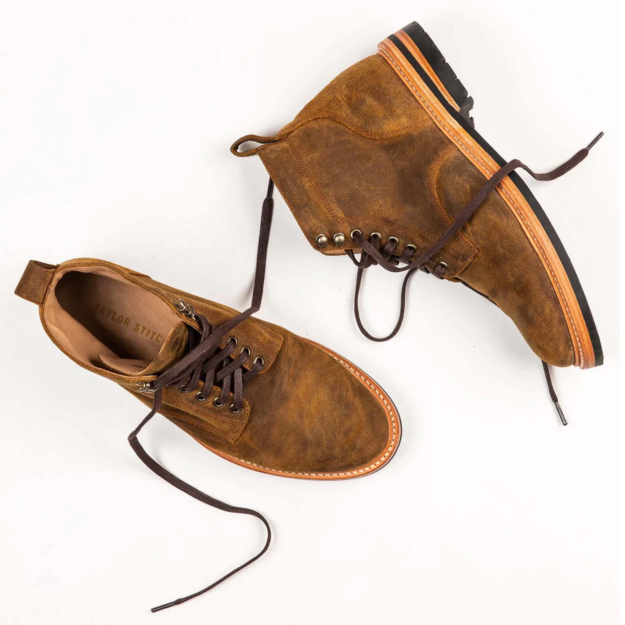 The Trench Boot In Golden Brown Waxed Suede 7 The Trench Boot In Golden Brown Waxed Suede - Image 5