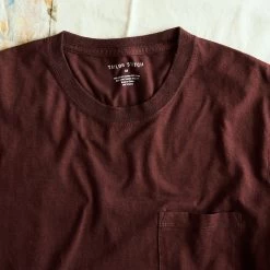 The Cotton Hemp Long Sleeve Tee In Burgundy -Fashion Clothes instock m q423 Cotton Hemp Long Sleeve Tee Burgundy 006