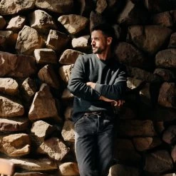 The Evans Crew In Charcoal Birdseye Wool -Fashion Clothes instock m q423 Evans Crew Charcoal Birdseye Wool 006