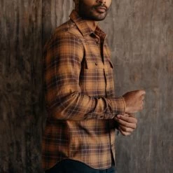 The Ledge Shirt In Tarnished Brass Plaid -Fashion Clothes instock m q423 Ledge Shirt Tarnished Brass Plaid 007