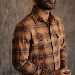 The Ledge Shirt In Tarnished Brass Plaid -Fashion Clothes instock m q423 Ledge Shirt Tarnished Brass Plaid 008