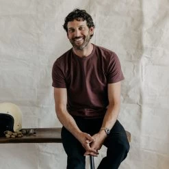 The Organic Cotton Tee In Burgundy -Fashion Clothes instock m q423 Organic Cotton Tee Burgundy 006