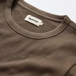 The Organic Cotton Waffle Crew In Fatigue Olive -Fashion Clothes instock m q423 Organic Cotton Waffle Crew Fatigue Olive 002