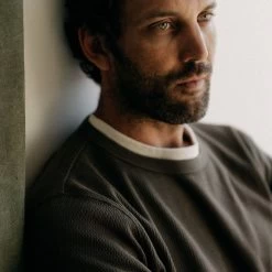 The Organic Cotton Waffle Crew In Fatigue Olive -Fashion Clothes instock m q423 Organic Cotton Waffle Crew Fatigue Olive 005