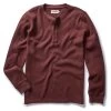 The Organic Cotton Waffle Henley In Burgundy -Fashion Clothes instock m q423 Organic Cotton Waffle Henley Burgundy 001