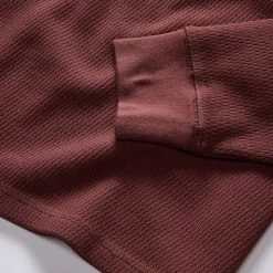 The Organic Cotton Waffle Henley In Burgundy -Fashion Clothes instock m q423 Organic Cotton Waffle Henley Burgundy 003